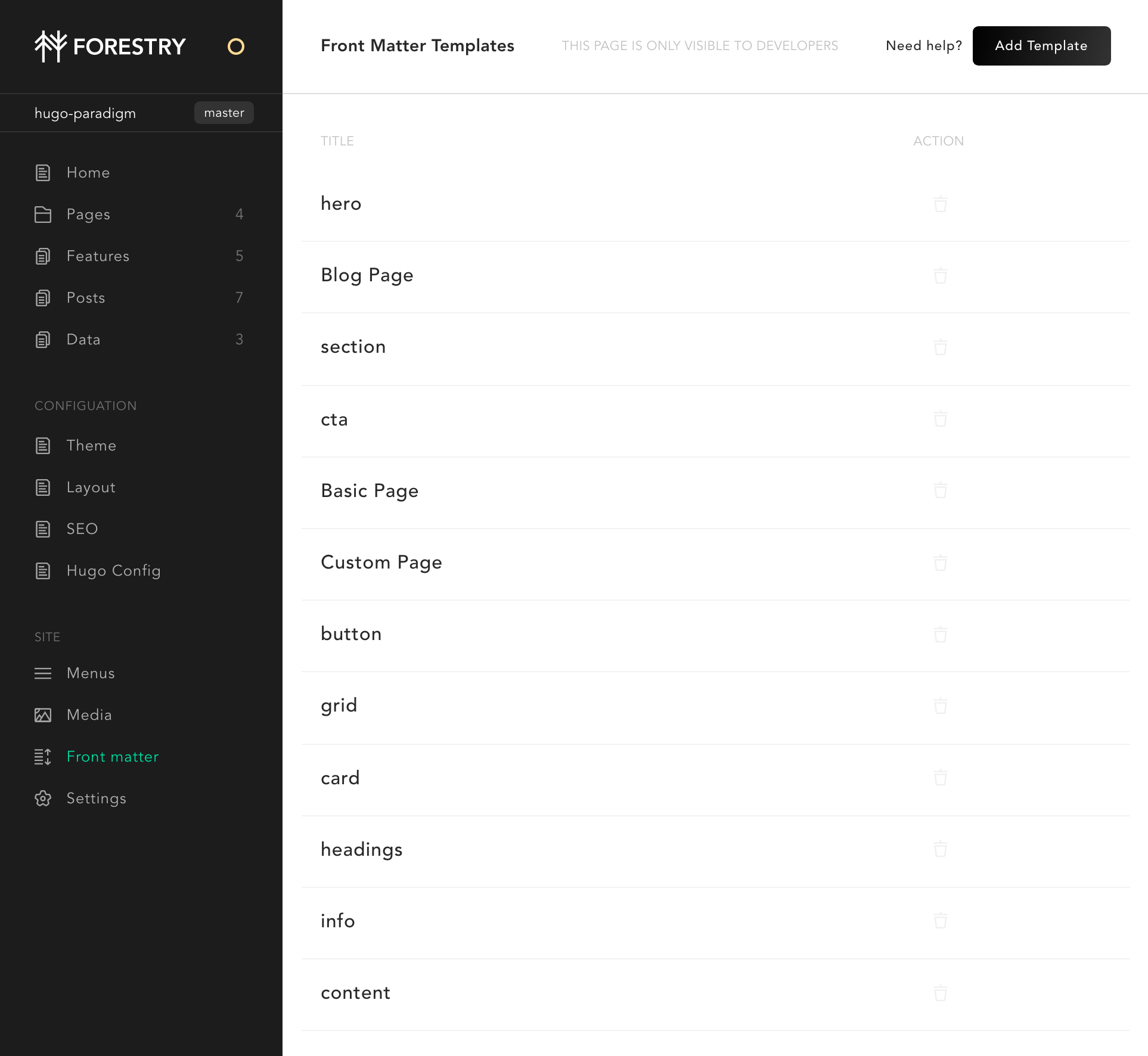 Forestry front matter templates